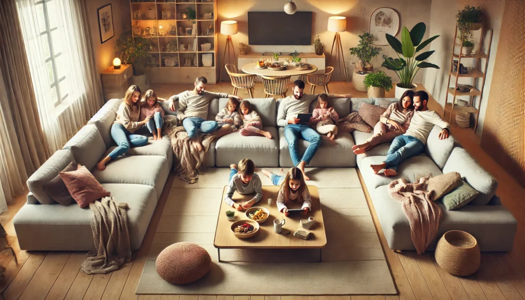 rodinná na sedací souprava ve tvaru U