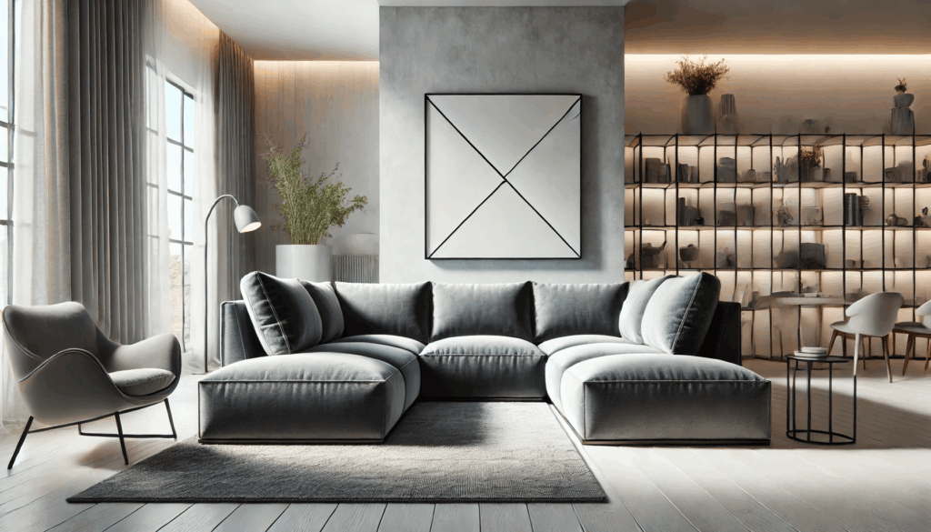 Malá šedá sedačka ve tvaru U