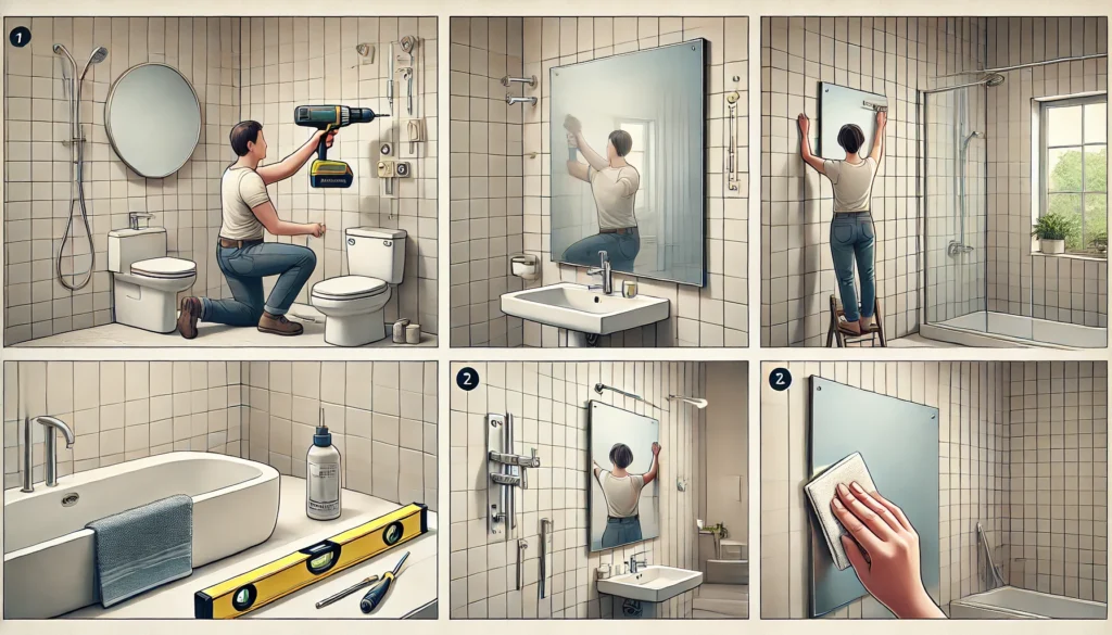 montáž koupelnového zrcadla svépomocí