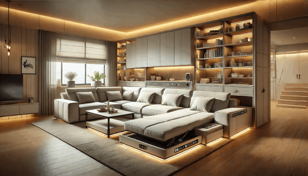 čalouněná bílá sedací souprava ve tvaru U